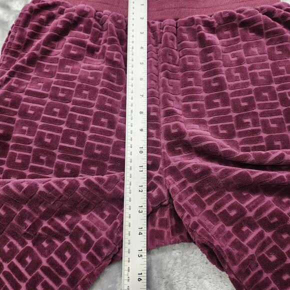 GUESS Pants Womens M Purple Burgundy Logo-Embossed Velvet Velour Jogger Lounge - Picture 9 of 12